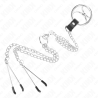 Kink - anillo pene triple metal cromado 3 cm a 4.5 cm cadena metal 26 cm pinzas para pezones - 4