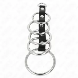 Kink - 5 anillos pene metal 3.2 cm a 5 cm conectados por polipiel