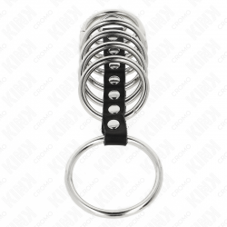 Kink - 7 anillos pene metal 3.2 cm a 5 cm conectados por polipiel