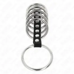 Kink - 7 anillos pene metal 3.2 cm a 5 cm conectados por polipiel