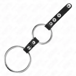 Kink - anillo pene doble 3.8 cm a 5 cm conectados por cuero
