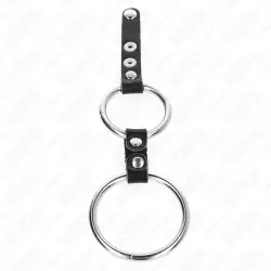 Kink - anillo pene doble 3.8 cm a 5 cm conectados por cuero