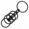 Kink - 5 anillos pene silicona 3.8 cm a 4.8 cm conectados por cuero - 3