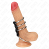 Kink - 4 anillos pene metal 3.7 cm a 5 cm conectados por cuero - 1