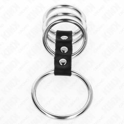 Kink - 4 anillos pene metal 3.7 cm a 5 cm conectados por cuero - - 3