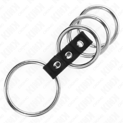 Kink - 4 anillos pene metal 3.7 cm a 5 cm conectados por cuero - - 4