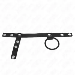 Kink - anillo pene silicona 3.8 cm con divisor de bolas y correa de cuero 22 x 1.5 cm