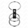 Kink - anillo pene triple metal 3.7 cm a 5 cm conectados con cuero - 3