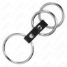Kink - anillo pene triple metal 3.7 cm a 5 cm conectados con cuero - 4