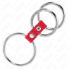 Kink - anillo pene triple metal 3.7 cm a 5 cm conectados con cuero rojo - 3