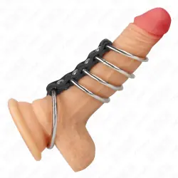 Kink - 5 anillos pene 3.7 cm a 5 cm metal conectados por cuero