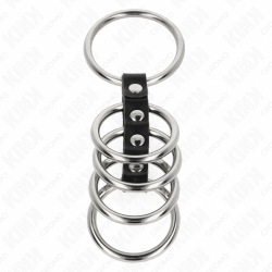 Kink - 5 anillos pene 3.7 cm a 5 cm metal conectados por cuero