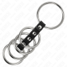 Kink - 5 anillos pene 3.7 cm a 5 cm metal conectados por cuero - 4