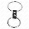 Kink - anillo pene doble metal 3.7 cm a 5 cm conectados por correa polipiel modelo 2 - 3
