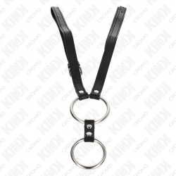 Kink - anillo pene doble metal 3.8 cm a 5 cm con cinturón de polipiel 112 cm