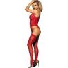 Bodystocking de Rejilla Rojo con Medias Subblime, de lado con las medias