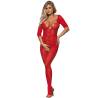 Subblime - 951825 bodystocking crotchless de rejilla con patrón de rosas rojo talla única - 1