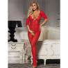 Subblime - 951825 bodystocking crotchless de rejilla con patrón de rosas rojo talla única - 4