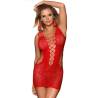Minivestido de Rejilla Rojo con Celosía Subblime, de lado con el escote entrelazado