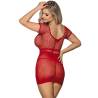 Minivestido de Rejilla Rojo Manga Corta Subblime, de espaldas