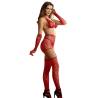 Subblime - 952181 bodystocking de rejilla con guantes y diamantes rojo talla única - 2