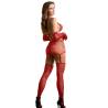 Subblime - 952181 bodystocking de rejilla con guantes y diamantes rojo talla única - 3