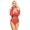 Subblime - 952303 bodystocking de rejilla brillante con hombros descubiertos manga larga rojo talla única - 1