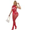 Subblime - 952372 bodystocking crotchless de rejilla y encaje con cuello alto rojo talla única - 4