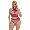 Subblime - 952402 bodystocking conjunto de rejilla con brillantes rojo talla única - 1
