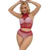 Subblime - 952402 bodystocking conjunto de rejilla con brillantes rojo talla única - 4