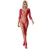 Subblime - 952419 bodystocking de rejilla con diamantes manga larga rojo talla única - 1