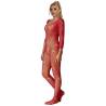 Subblime - 952419 bodystocking de rejilla con diamantes manga larga rojo talla única - 2