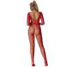 Subblime - 952419 bodystocking de rejilla con diamantes manga larga rojo talla única - 3