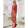 Subblime - 952419 bodystocking de rejilla con diamantes manga larga rojo talla única - 5