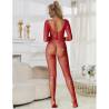 Subblime - 952419 bodystocking de rejilla con diamantes manga larga rojo talla única - 6