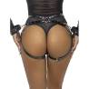 Esposas con cinturón bondage negro Subblime, puestas en una modelo vista por detrás