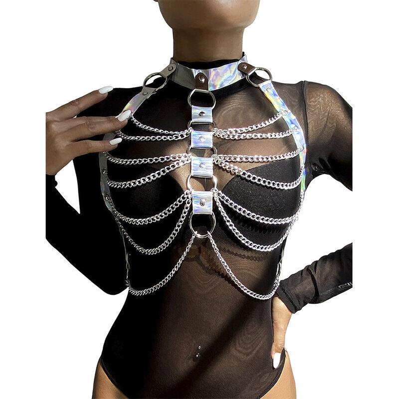 Subblime - 953737 arnés de pecho con anillos y cadenas plata talla única Subblime - 953737 arnés de pecho con anillos y cadenas plata talla única
