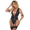 Body Encaje con Cadenas y Ligueros Subblime L/XL, de tres cuartos con la mano en la cabeza