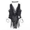 Body Encaje con Cadenas y Ligueros Subblime L/XL, la prenda sola con el collar y las pulseras