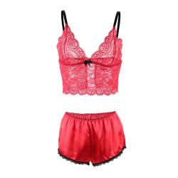 Subblime - 953898 camisón de seda y encaje + panties rojo s/m - - 5