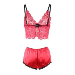 Subblime - 953898 camisón de seda y encaje + panties rojo s/m - - 6