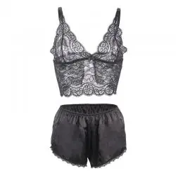 Subblime - 953928 camisón de seda y encaje + panties negro l/xl