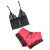 Subblime - 953959 camisón informal de seda + pantalón encaje negro/rojo s/m - 4
