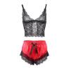 Subblime - 953959 camisón informal de seda + pantalón encaje negro/rojo s/m - 5