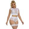 Conjunto Blanco con Liguero Subblime S/M, de frente con medias y liguero