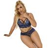 Sujetador y Braguita Encaje Azul Subblime L/XL, sentada de lado