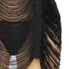 Vestido de Flecos Negro Subblime con Tanga S/M, detalle de los flecos del bajo