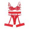 Conjunto Corazones Rojo con Liguero Subblime S/M, las piezas sobre fondo blanco