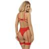 Sujetador, Tanga y Liguero Corazones Subblime L/XL, de espaldas con la tanga