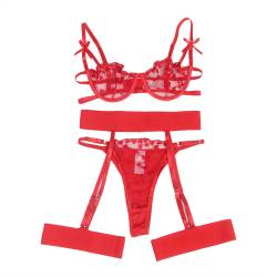 Subblime - 954338 sujetador + tanga + ligueros estampado de corazones rojo l/xl - - 5